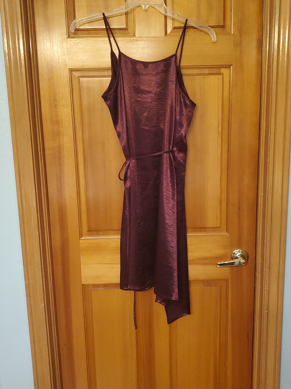 Leith Purple Textured Satin Asymmetrical Wrap Slip Dress Size M - Picture 8 of 8